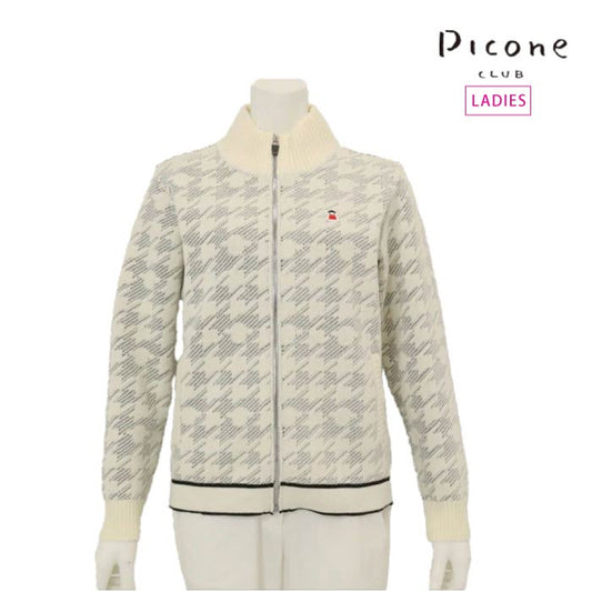 PICONE CLUB ピッコーネクラブ ゴルフウェア レディース ウール混千鳥柄ニットブルゾン ジップアップ C518916
