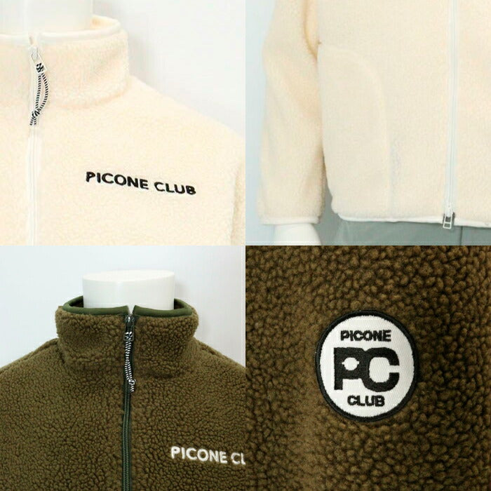 PICONE CLUB ピッコーネクラブ ゴルフウェア メンズ ボアジップブルゾン ジップブルゾン ロゴ刺繍 ワッペン付き ボア素材 c544003