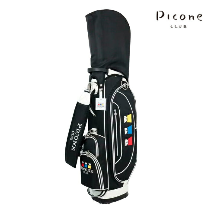 PICONE CLUB ピッコーネクラブ メンズ レディース モノトーンキャディバッグ 多数ポケット ネームプレート付き c550208