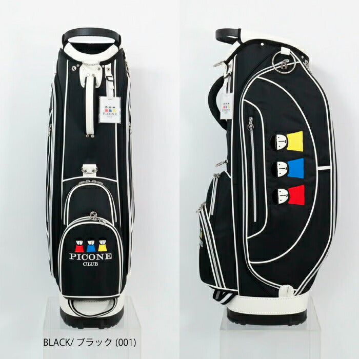 PICONE CLUB ピッコーネクラブ メンズ レディース モノトーンキャディバッグ 多数ポケット ネームプレート付き c550208