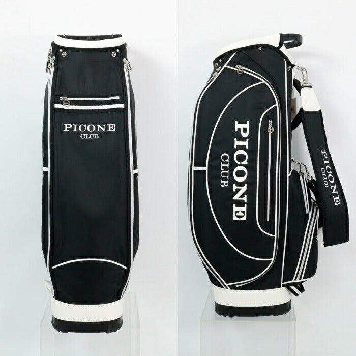 PICONE CLUB ピッコーネクラブ メンズ レディース モノトーンキャディバッグ 多数ポケット ネームプレート付き c550208
