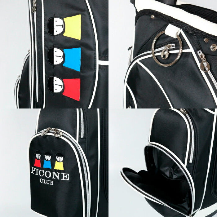 PICONE CLUB ピッコーネクラブ メンズ レディース モノトーンキャディバッグ 多数ポケット ネームプレート付き c550208
