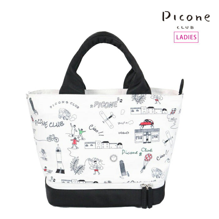 PICONE CLUB ピッコーネクラブ ゴルフウェア レディース 保冷ポケット付き総柄カートバッグ ファスナー開閉仕様 c550405