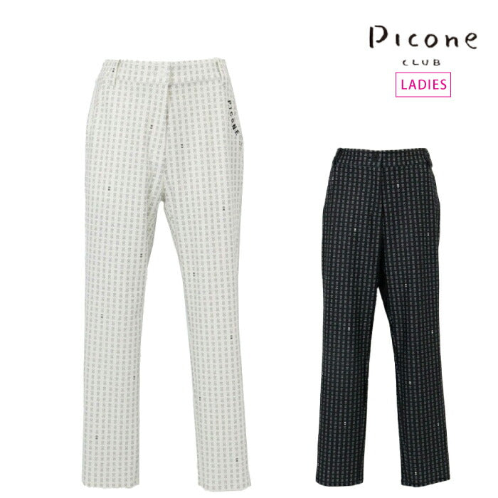 PICONE CLUB ピッコーネクラブ レディース 総柄プリントUV冷感パンツ テーパード ストレッチ ウエストゴム c557307