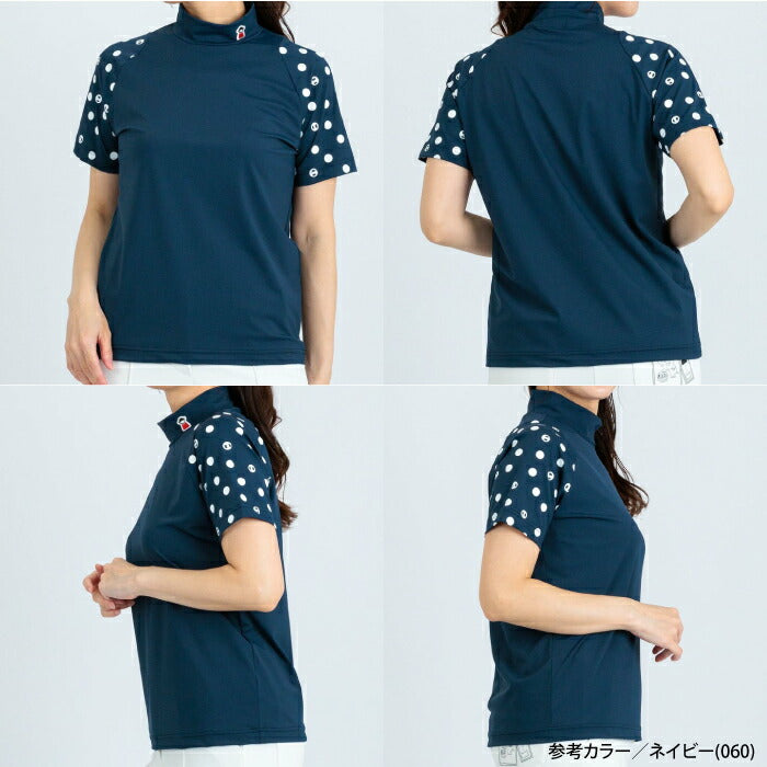 PICONE CLUB ピッコーネクラブ ゴルフウェア レディース ドット袖冷感プルオーバー 半袖シャツ 変形ラグランスリーブ MADE IN JAPAN c559407