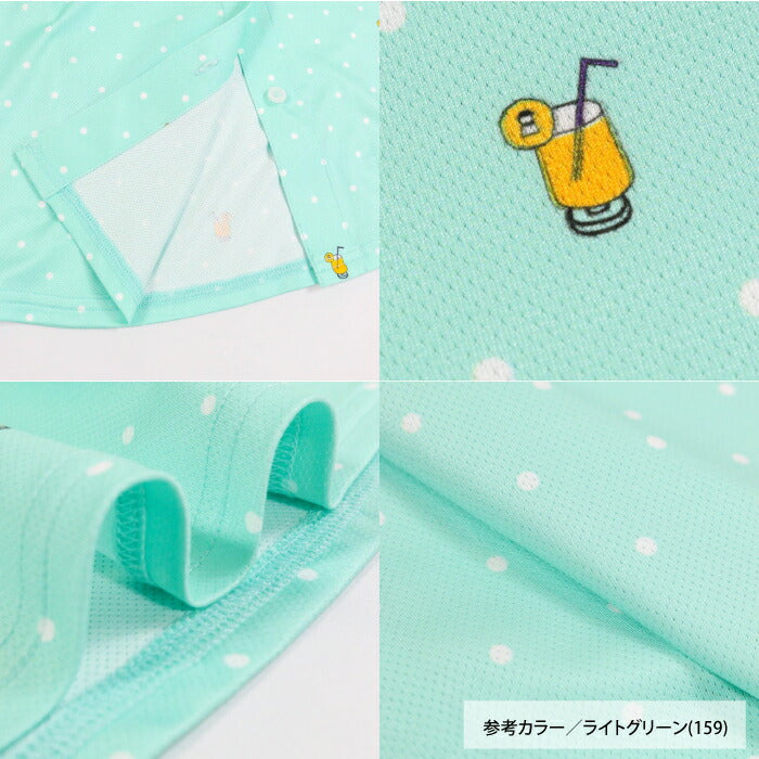 PICONE CLUB ピッコーネクラブ ゴルフウェア レディース ドリンクドット柄UV速乾シャツ 前開き 半袖 ラウンド裾シルエット c559506