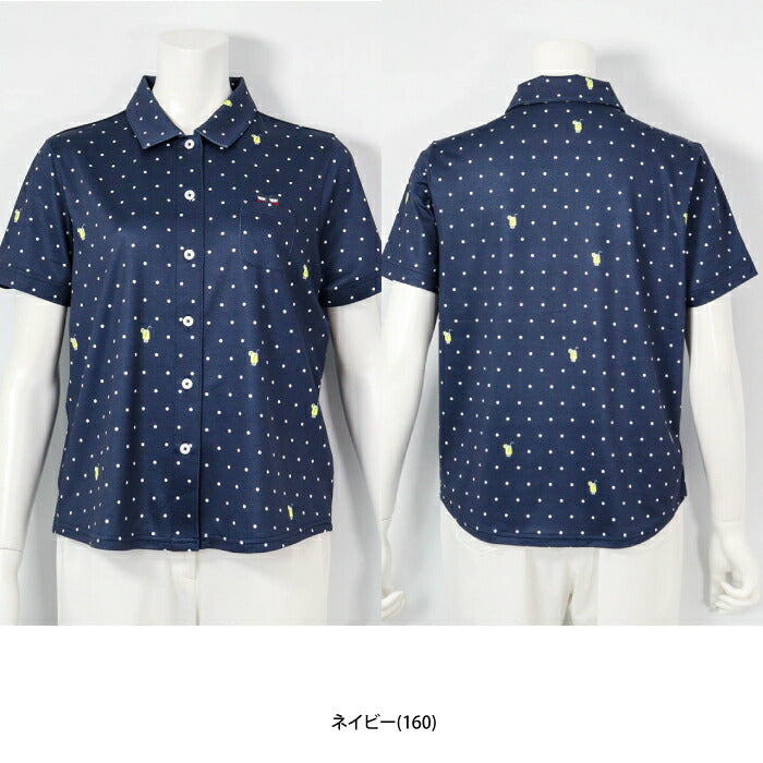 PICONE CLUB ピッコーネクラブ ゴルフウェア レディース ドリンクドット柄UV速乾シャツ 前開き 半袖 ラウンド裾シルエット c559506