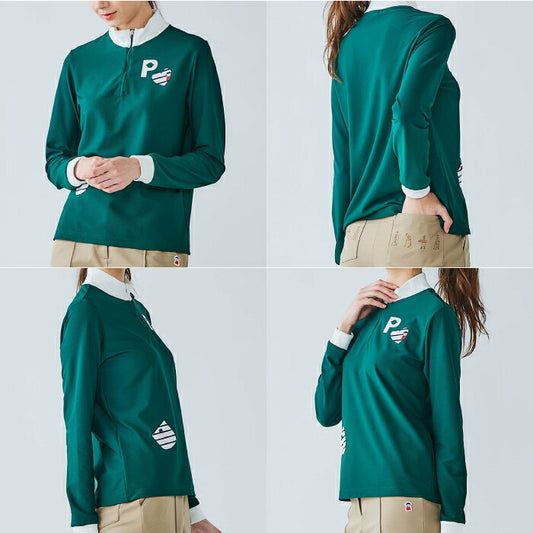 PICONE CLUB ピッコーネクラブ ゴルフウェア レディース 配色ハーフジッププルオーバー ハイネック長袖シャツ 着回しにも便利 快適な着心地 c619909