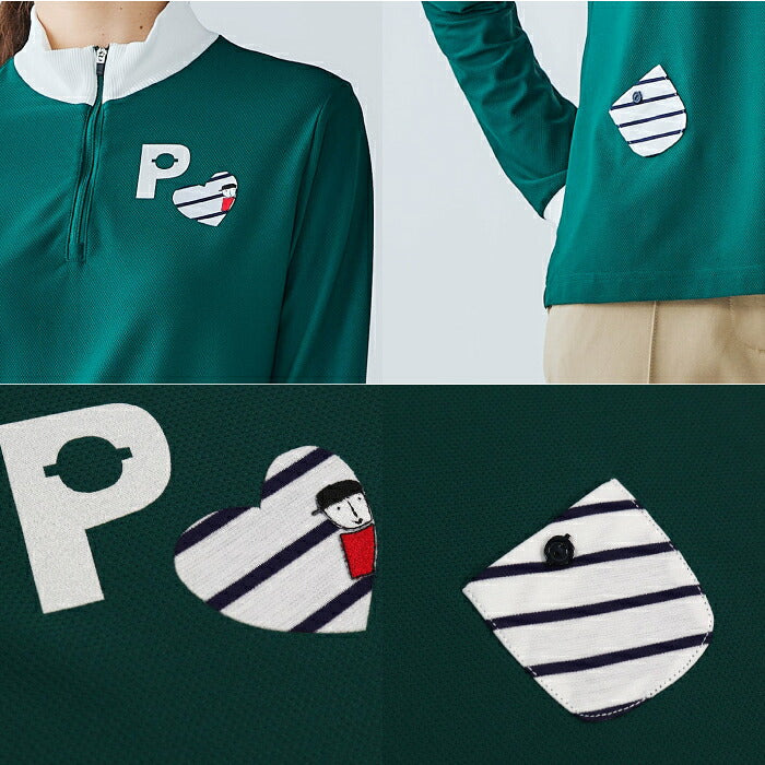 PICONE CLUB ピッコーネクラブ ゴルフウェア レディース 配色ハーフジッププルオーバー ハイネック長袖シャツ 着回しにも便利 快適な着心地 c619909