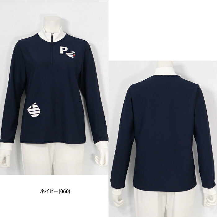 PICONE CLUB ピッコーネクラブ ゴルフウェア レディース 配色ハーフジッププルオーバー ハイネック長袖シャツ 着回しにも便利 快適な着心地 c619909