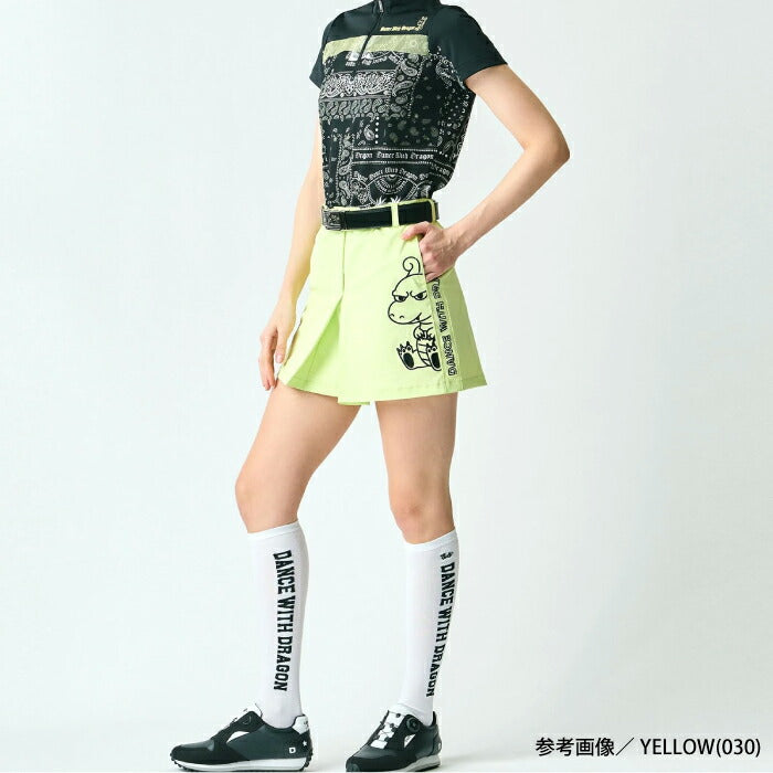 Dance With Dragon ダンスウィズドラゴン ゴルフウェア レディース ストレッチピケキュロットスカート 吸水速乾 UVカット 透け防止 シワになりにくい イージーケア d2-404321
