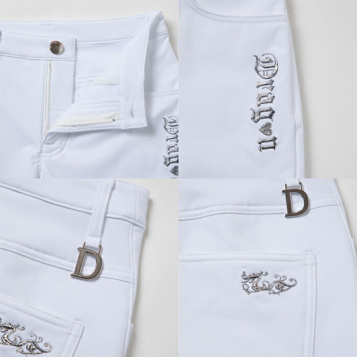 Dance With Dragon ダンスウィズドラゴン ゴルフウェア レディース 4WAYストレッチBACKフリースパンツ UV 撥水 防風 透湿 シワ軽減 保温 日本製 D2-481110