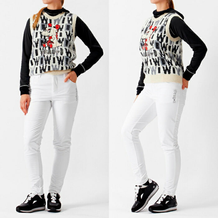 Dance With Dragon ダンスウィズドラゴン ゴルフウェア レディース 4WAYストレッチBACKフリースパンツ UV 撥水 防風 透湿 シワ軽減 保温 日本製 D2-481110