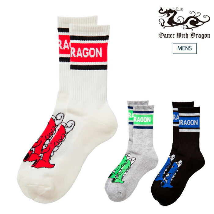 Dance With Dragon ダンスウィズドラゴン ゴルフウェア メンズ チビドラ配色ソックス チビドラ刺繍 機能性 D3-281110 【メール便可】