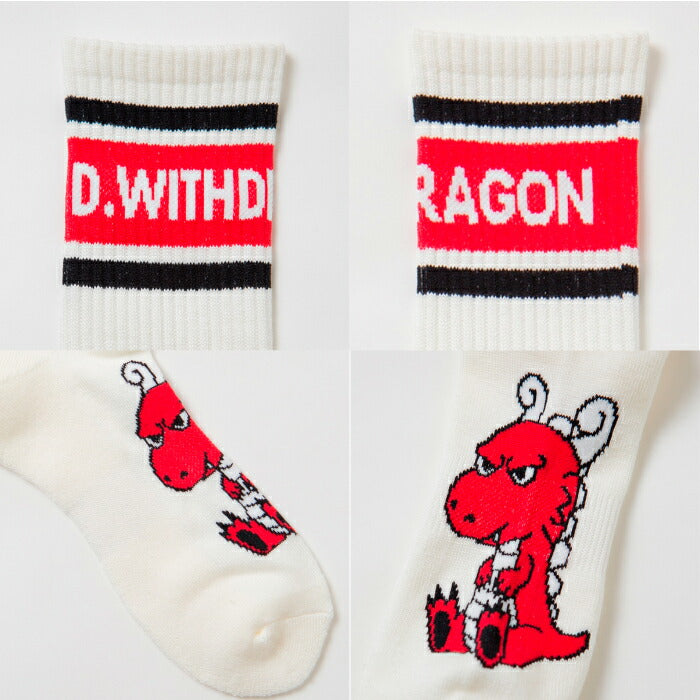 Dance With Dragon ダンスウィズドラゴン ゴルフウェア メンズ チビドラ配色ソックス チビドラ刺繍 機能性 D3-281110 【メール便可】