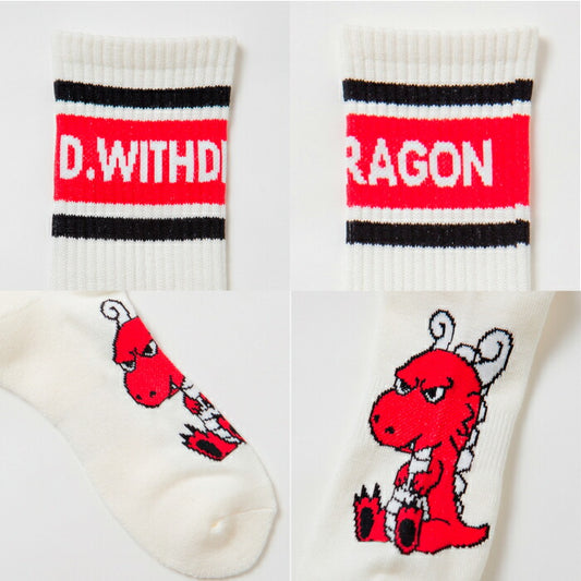 Dance With Dragon ダンスウィズドラゴン ゴルフウェア メンズ チビドラ配色ソックス チビドラ刺繍 機能性 D3-281110 【メール便可】