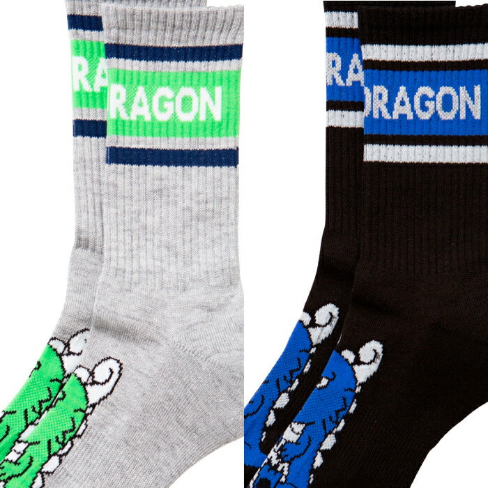 Dance With Dragon ダンスウィズドラゴン ゴルフウェア メンズ チビドラ配色ソックス チビドラ刺繍 機能性 D3-281110 【メール便可】