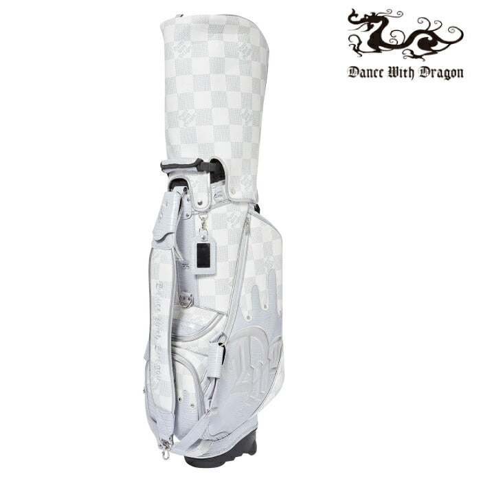Dance With Dragon ダンスウィズドラゴン ゴルフウェア メンズ レディース DOTチェックスタンドキャディバッグ 9.5型 5分割 クロコ型押し ハイエンドモデル D3-602020