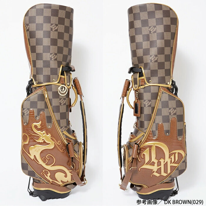 Dance With Dragon ダンスウィズドラゴン ゴルフウェア メンズ レディース DOTチェックスタンドキャディバッグ 9.5型 5分割 クロコ型押し ハイエンドモデル D3-602020