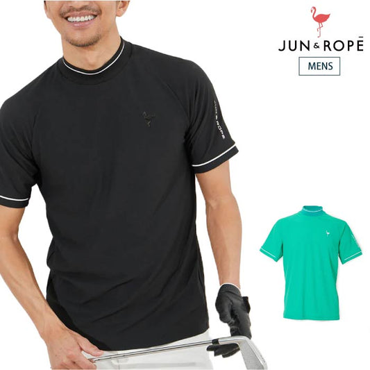 【30%OFF SALE】JUN&ROPE’ ジュンアンドロペ メンズ ゴルフウェア フルダルECOワッフル半袖モックネックシャツ UV 吸汗速乾 EJM24030