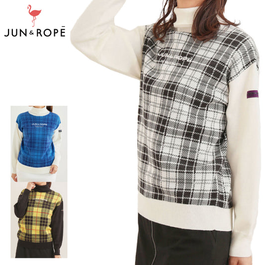 JUN&ROPE’ ジュンアンドロペ レディース プレイド柄タートル長袖プルオーバー ERM63150