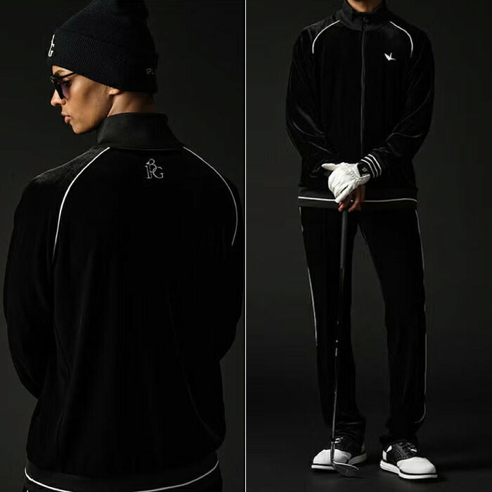 1PIU1UGUALE3 GOLF ウノピゥウノウグァーレ ゴルフウェア メンズ 113 GOLF VELOUR PIPING JACKET ブルゾン 立体カッティング採用 ベロア特有の柔らかさとウールの温もり セットアップ対応 grb149-gpu048