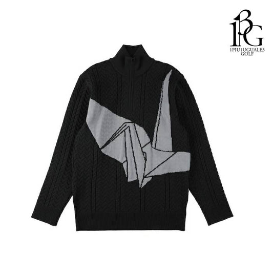 1PIU1UGUALE3 GOLF ウノピゥウノウグァーレトレゴルフ ゴルフウェア メンズ 113 GOLF HALF ZIP CABLE ニット セーター  プルオーバー GRK090-GPE023