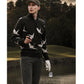 1PIU1UGUALE3 GOLF ウノピゥウノウグァーレ ゴルフウェア メンズ 113 GOLF JACQUARD HALF-ZIP KNIT DANCING CRANE ハーフジップニット ストレッチ性 タイトなシルエット grk104-gpe071