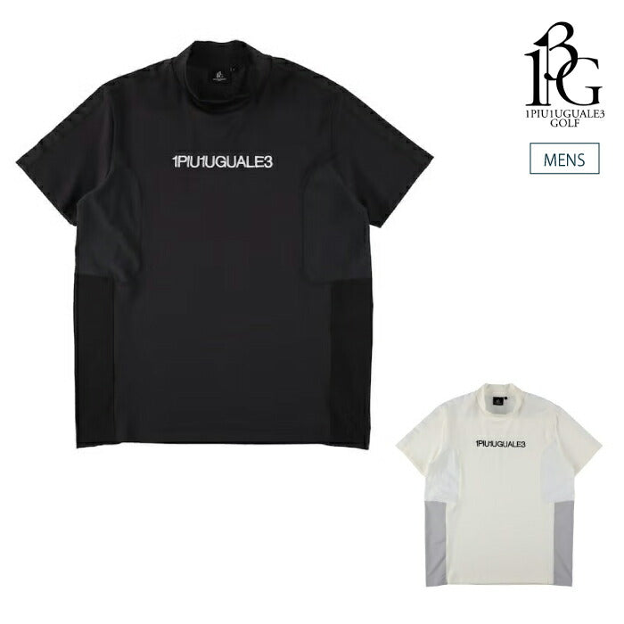 1PIU1UGUALE3 GOLF ウノピゥウノウグァーレトレゴルフ ゴルフウェア メンズ 113 GOLF SWITCHING MOCK NECK 半袖モックネックシャツ 通気性 吸水速乾性 最高級ダンボール素材採用 日本製 grt281-gnu016