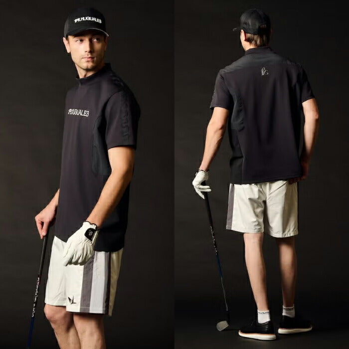 1PIU1UGUALE3 GOLF ウノピゥウノウグァーレトレゴルフ ゴルフウェア メンズ 113 GOLF SWITCHING MOCK NECK 半袖モックネックシャツ 通気性 吸水速乾性 最高級ダンボール素材採用 日本製 grt281-gnu016