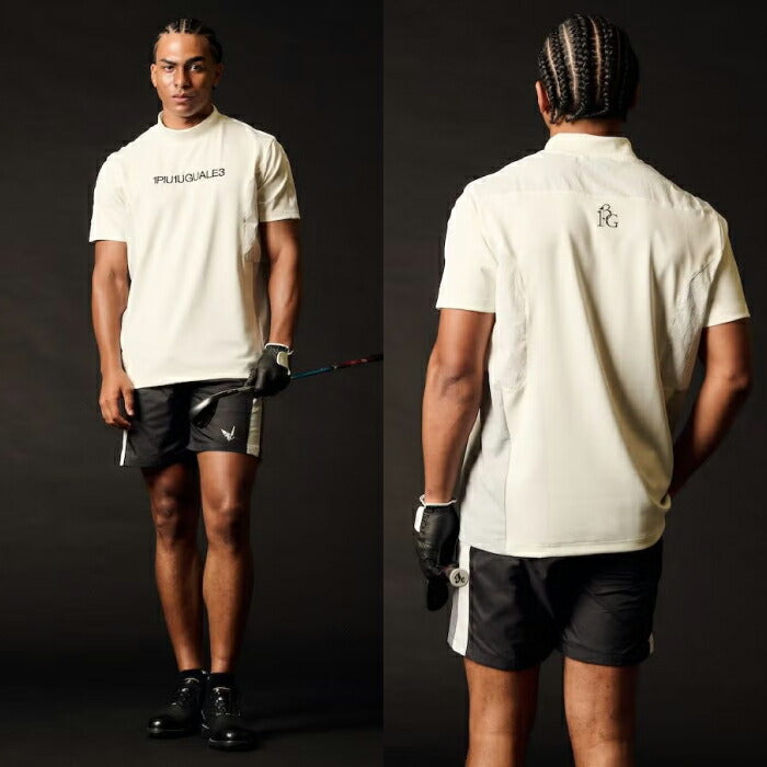 1PIU1UGUALE3 GOLF ウノピゥウノウグァーレトレゴルフ ゴルフウェア メンズ 113 GOLF SWITCHING MOCK NECK 半袖モックネックシャツ 通気性 吸水速乾性 最高級ダンボール素材採用 日本製 grt281-gnu016