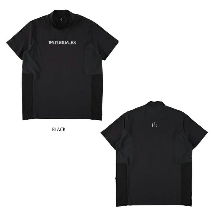1PIU1UGUALE3 GOLF ウノピゥウノウグァーレトレゴルフ ゴルフウェア メンズ 113 GOLF SWITCHING MOCK NECK 半袖モックネックシャツ 通気性 吸水速乾性 最高級ダンボール素材採用 日本製 grt281-gnu016