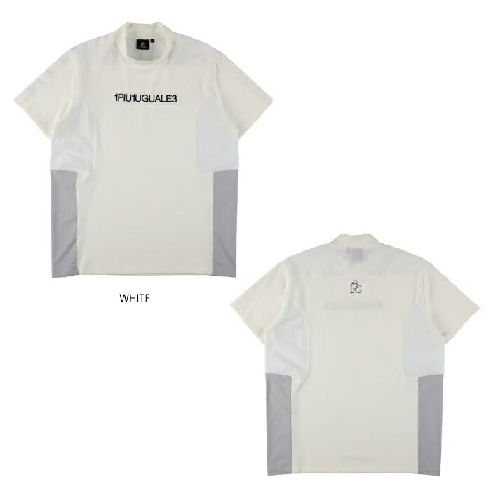 1PIU1UGUALE3 GOLF ウノピゥウノウグァーレトレゴルフ ゴルフウェア メンズ 113 GOLF SWITCHING MOCK NECK 半袖モックネックシャツ 通気性 吸水速乾性 最高級ダンボール素材採用 日本製 grt281-gnu016