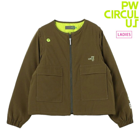 PW CIRCULUS ピーダブリュサーキュラス ゴルフウェア レディース WOMEN デタッチャブル中綿ブルゾン ノーカラーブルゾン 袖の取り外し可能 ウォッシャブル 表地撥水加工 jrpqgw0514