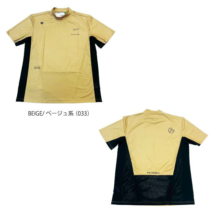 PW CIRCULUS ピーダブリュサーキュラス ゴルフウェア メンズ メッシュコンビモックネックT 吸水速乾 UV遮蔽率96.3% UVカット ストレッチ khpngm0505