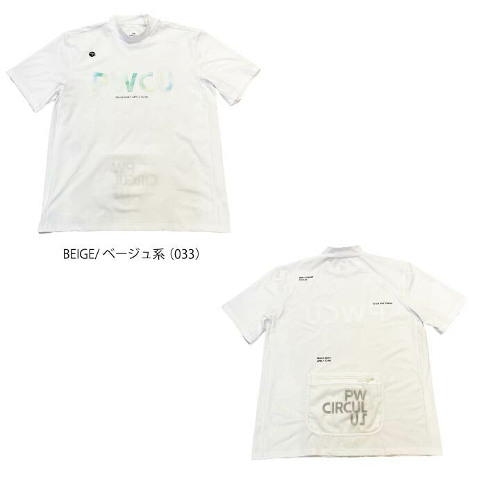 PW CIRCULUS ピーダブリュサーキュラス ゴルフウェア メンズ バックメッシュポケットモックT 吸水速乾 UV遮蔽率96.3% UVカット ストレッチ khpngm0515