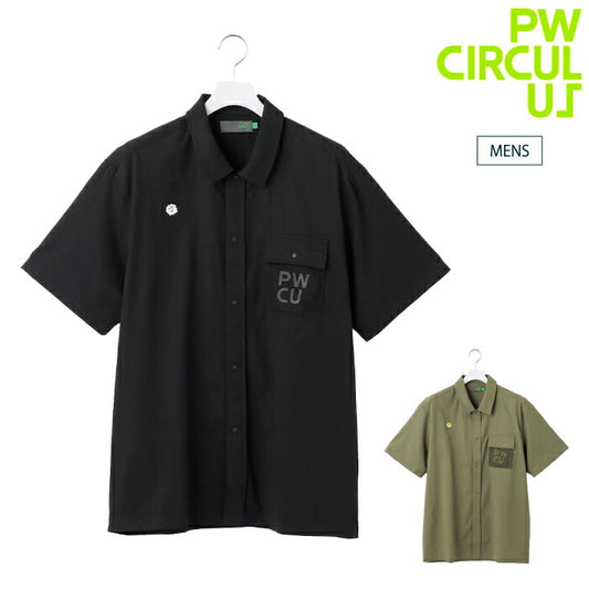 PW CIRCULUS ピーダブリュサーキュラス ゴルフウェア メンズ 半袖シャツ メッシュポケットシャツ UV遮蔽率97.8% 軽量のDotAir 高通気 軽撥水 KHPNGM0535