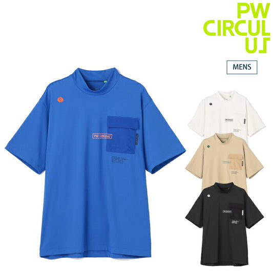 PW CIRCULUS ピーダブリュサーキュラス ゴルフウェア メンズ MEN ポケットモックネック 半袖シャツ 接触冷感 UVカット 吸水速乾 ストレッチ機能 KHPNLM0305