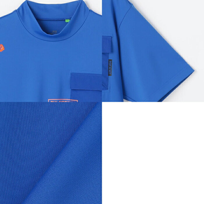 PW CIRCULUS ピーダブリュサーキュラス ゴルフウェア メンズ MEN ポケットモックネック 半袖シャツ 接触冷感 UVカット 吸水速乾 ストレッチ機能 KHPNLM0305