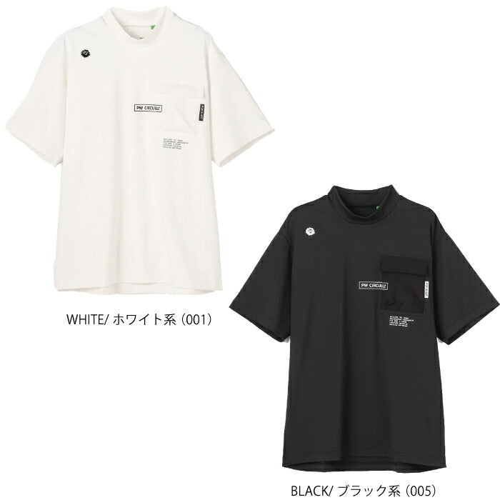 PW CIRCULUS ピーダブリュサーキュラス ゴルフウェア メンズ MEN ポケットモックネック 半袖シャツ 接触冷感 UVカット 吸水速乾 ストレッチ機能 KHPNLM0305