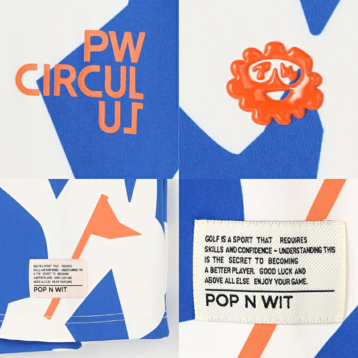 PW CIRCULUS ピーダブリュサーキュラス ゴルフウェア メンズ MEN ＤＯＶＥ柄モックネック ハトの総柄 半袖モックネックTシャツ 接触冷感 UVカット 吸水速乾 ストレッチ khpnlm0315