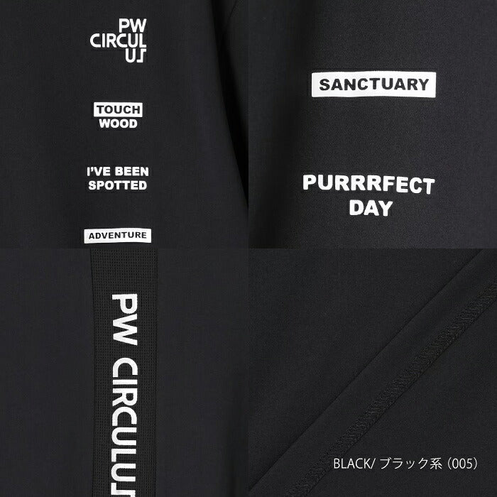 PW CIRCULUS ピーダブリュサーキュラス ゴルフウェア メンズ MEN メッシュコンビ モックネック 半袖シャツ 軽量 吸水速乾 UVカット加工 ストレッチ メッシュパーツ ややゆとり感のあるシルエット khpnlm0505