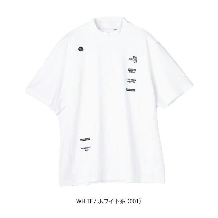 PW CIRCULUS ピーダブリュサーキュラス ゴルフウェア メンズ MEN メッシュコンビ モックネック 半袖シャツ 軽量 吸水速乾 UVカット加工 ストレッチ メッシュパーツ ややゆとり感のあるシルエット khpnlm0505