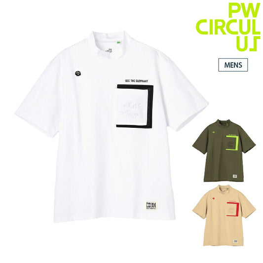 PW CIRCULUS ピーダブリュサーキュラス ゴルフウェア メンズ MEN ポケットモックネック ゴルフ 半袖シャツ UVカット 吸水速乾 ストレッチ機能 khpnlm0515