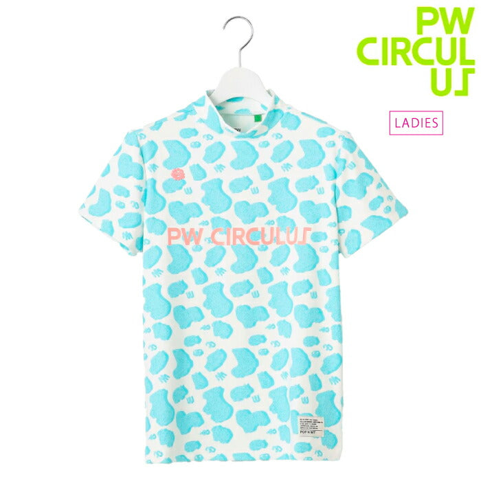 PW CIRCULUS ピーダブリュサーキュラス ゴルフウェア レディース 半袖シャツ アニマルドットモックT UV遮蔽率99.5% UVカット 速乾 ストレッチ KHPQGM0318