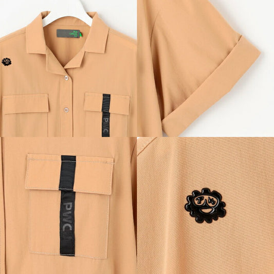 PW CIRCULUS ピーダブリュサーキュラス ゴルフウェア レディース 半袖シャツ サファリシャツ ドライタッチ 伸縮性 KHPQGM0618