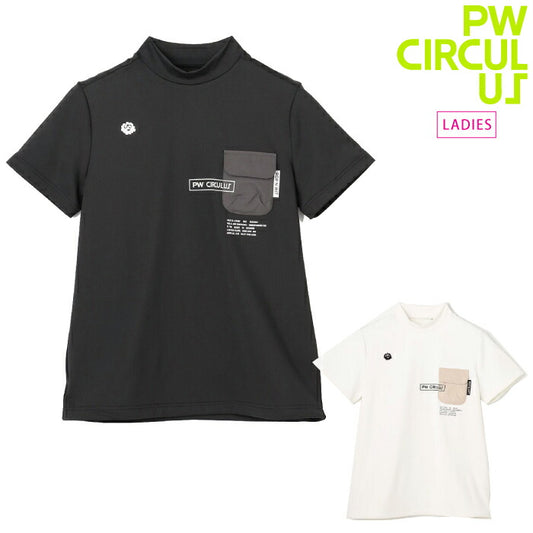 PW CIRCULUS ピーダブリュサーキュラス ゴルフウェア レディース WOMEN ポケットモックネック 半袖シャツ 接触冷感 UVカット 吸水速乾 ストレッチ khpqlm0308