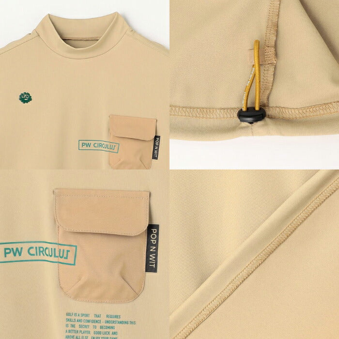 PW CIRCULUS ピーダブリュサーキュラス ゴルフウェア レディース WOMEN ポケットモックネック 半袖シャツ 接触冷感 UVカット 吸水速乾 ストレッチ khpqlm0308