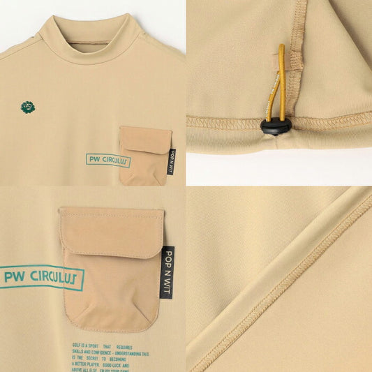 PW CIRCULUS ピーダブリュサーキュラス ゴルフウェア レディース WOMEN ポケットモックネック 半袖シャツ 接触冷感 UVカット 吸水速乾 ストレッチ khpqlm0308