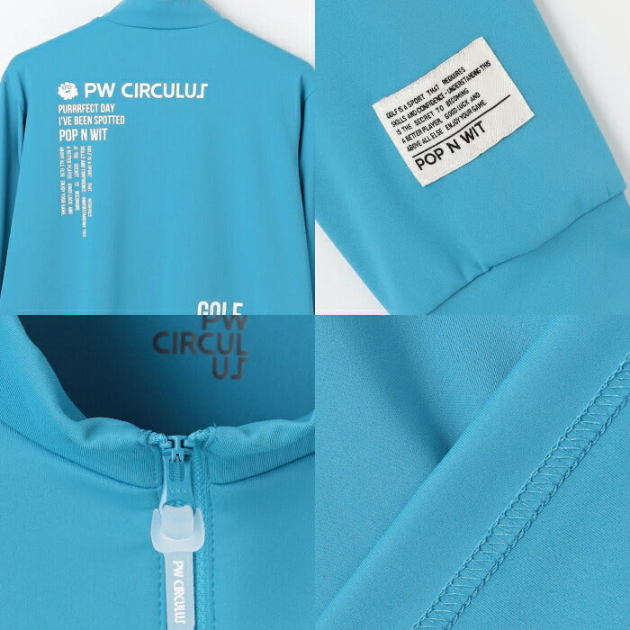 PW CIRCULUS ピーダブリュサーキュラス ゴルフウェア メンズ 吸水速乾 UV遮蔽率99.5% UVカット ストレッチ MEN ハーフジップロングスリーブモックT 長袖シャツ kkpngw0211